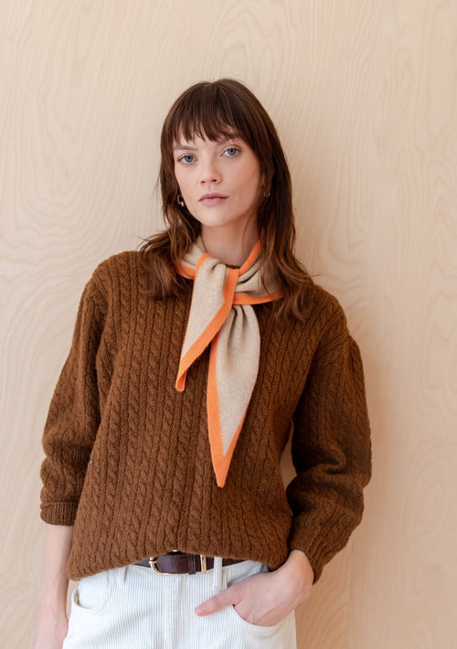 Merino Wool Triangle Scarf ~ in Camel & Apricot or Olive