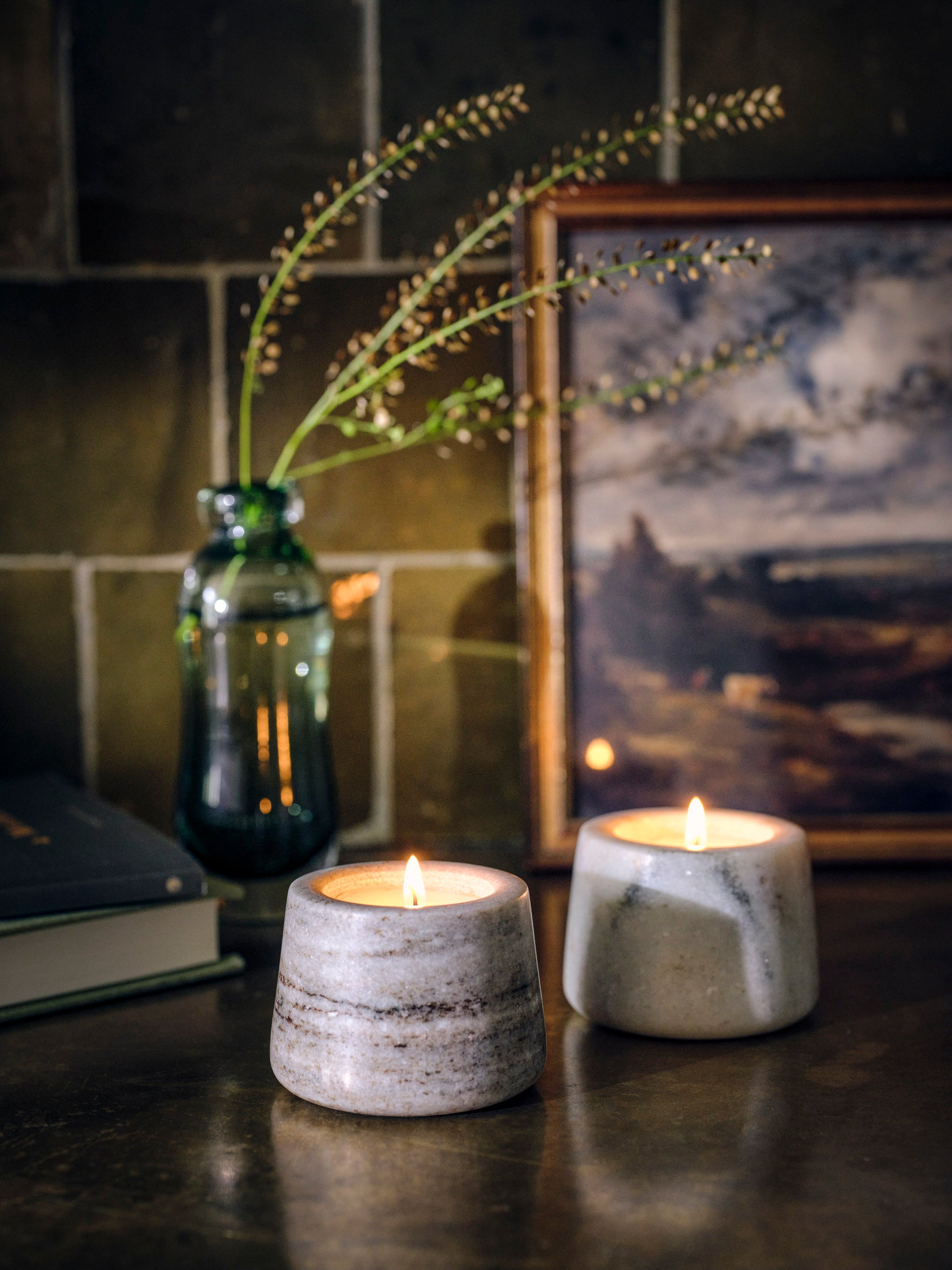 Osney Marble Tealight Holders - set of 2