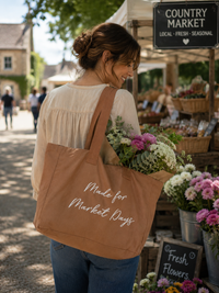 Market Days Tote Bag in Caramel or Racing Green