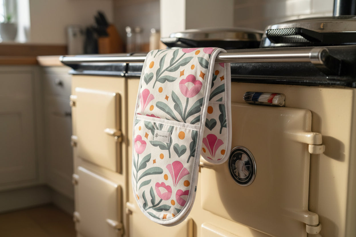 Modern Flower Print Oven Glove
