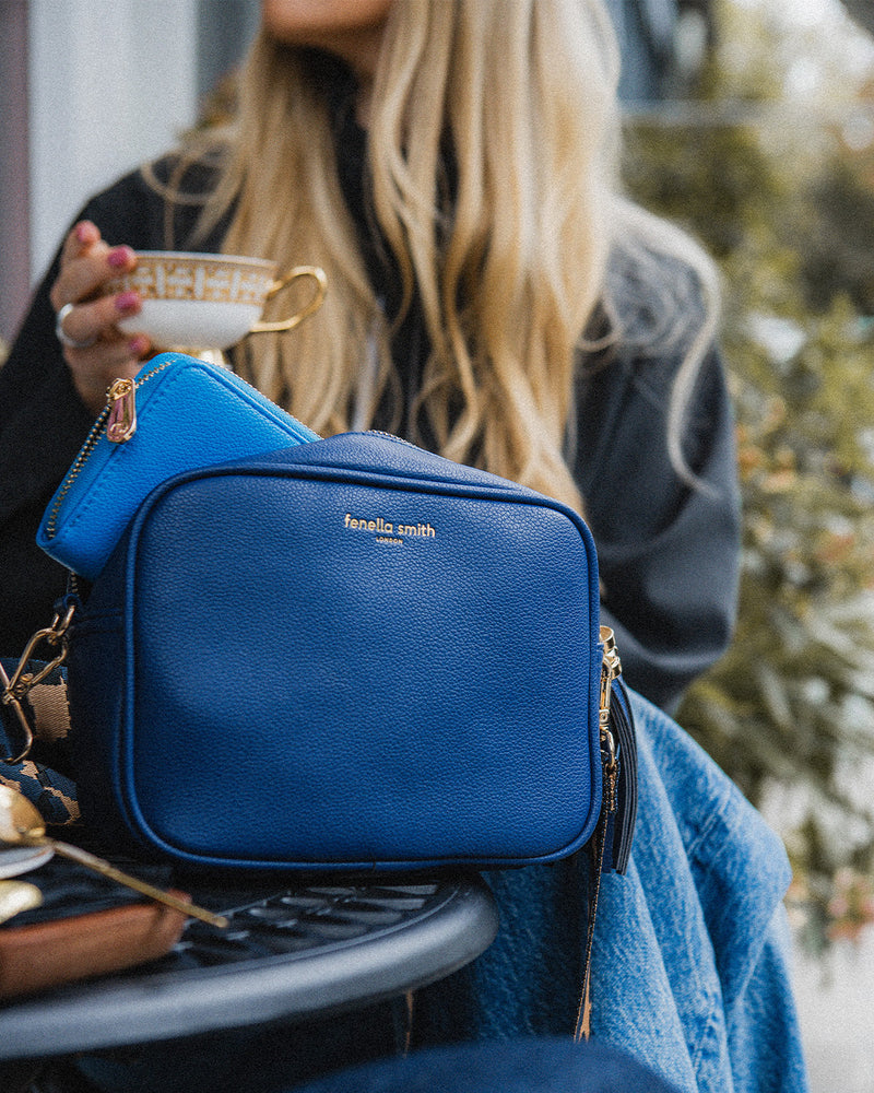 Navy Vegan Leather Lulu Crossbody Bag