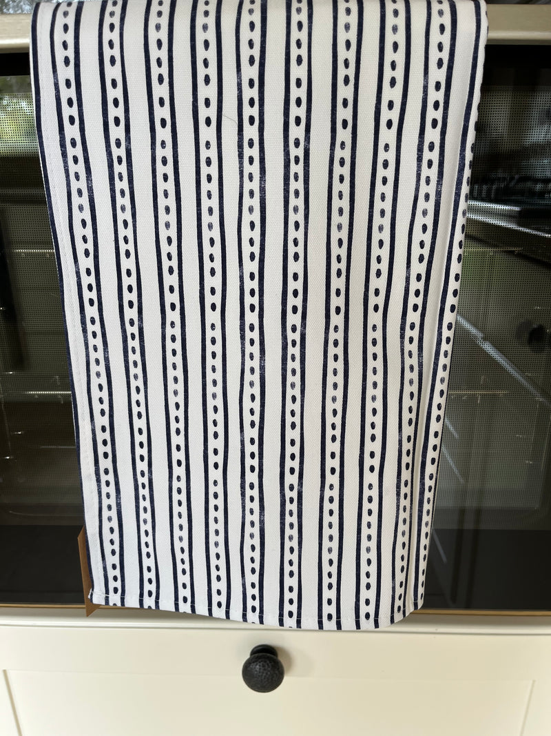 Navy and White Stripe Tea Towel