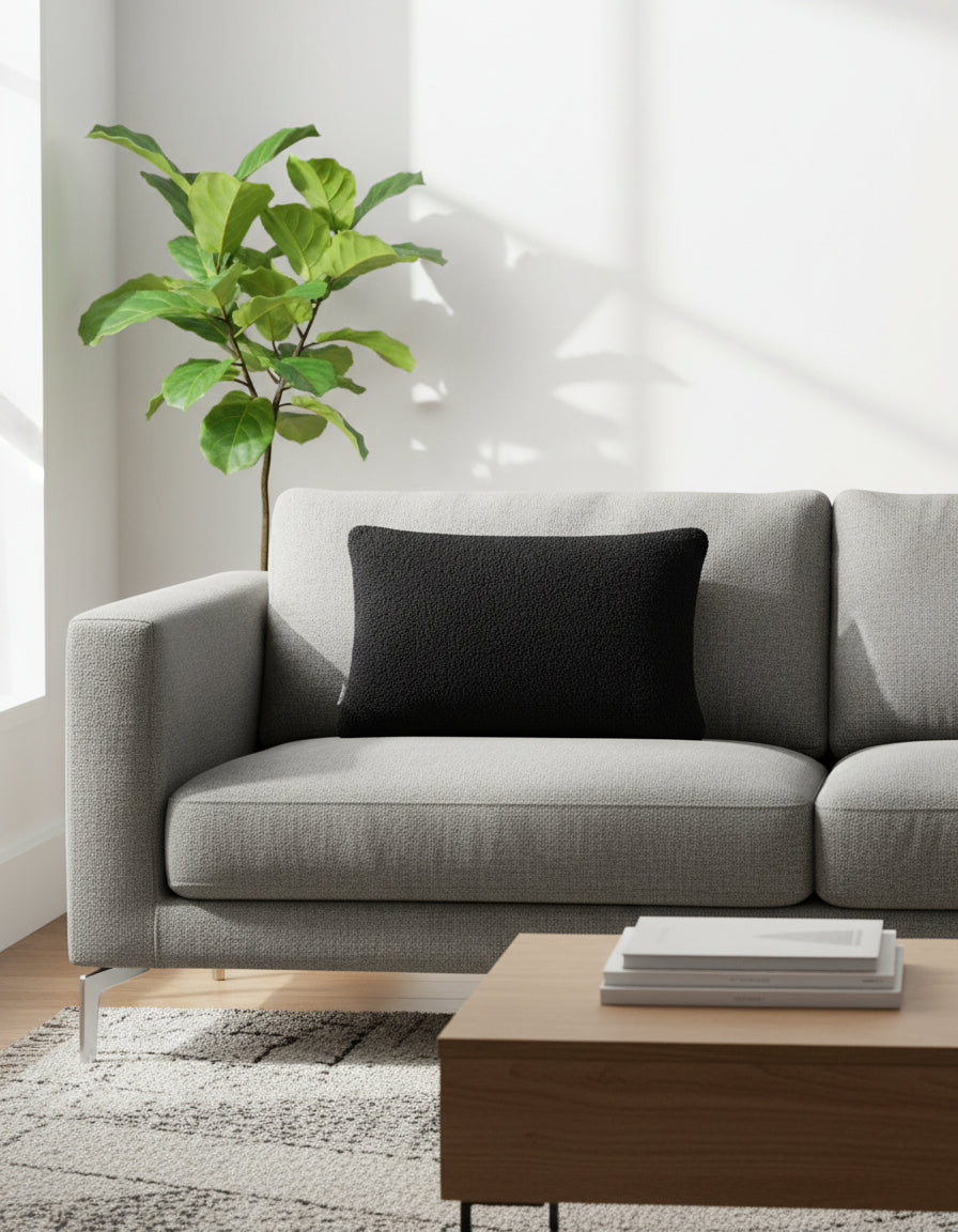 Oblong Sherpa Cushion Cover – in Black