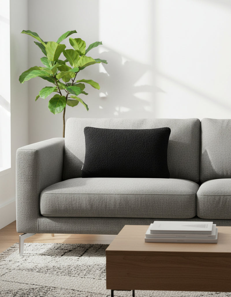 Oblong Sherpa Cushion Cover – in Black