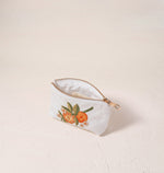 Orange Blossom Coin Purse - in White Cotton