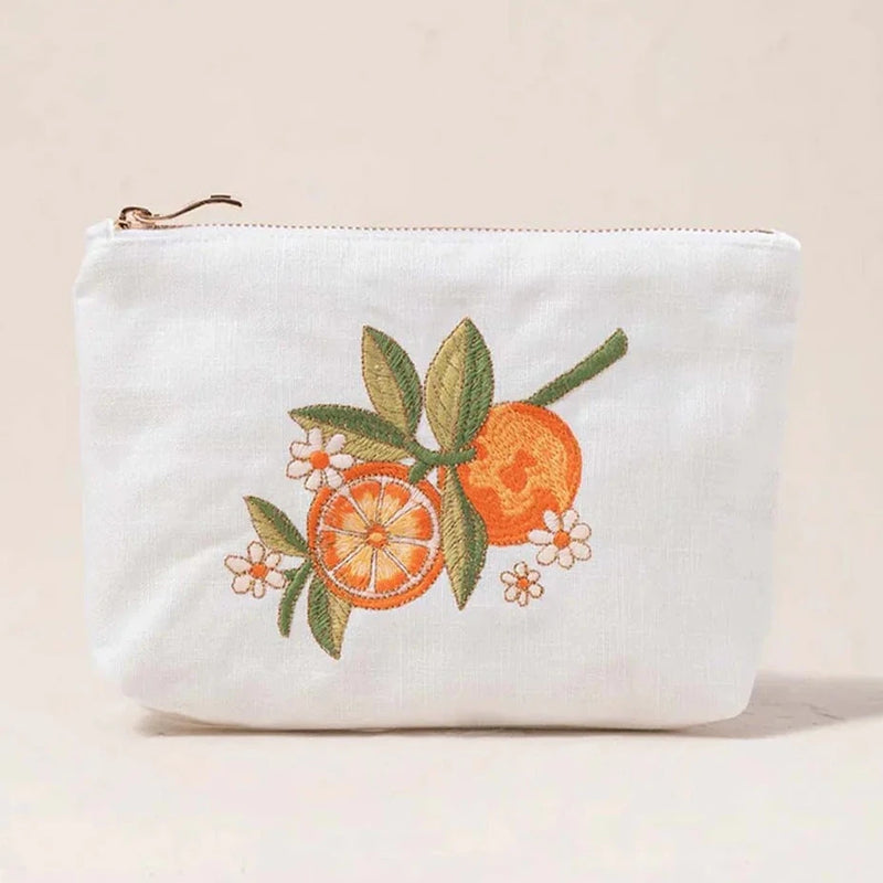 Orange Blossom Mini Pouch in White