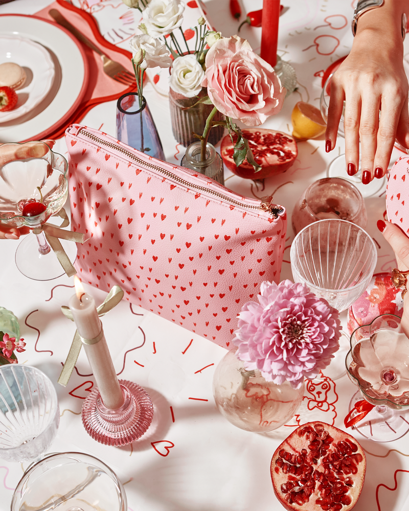 Recycled Luca Luna Pink Hearts Washbag