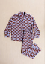 Cotton Oversized Pyjamas in Lilac Checkerboard