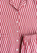 Cotton Oversized Pyjamas in Rose Checkerboard