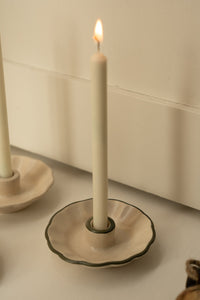 Scalloped Ceramic Candle Cup - Moss and Berry
