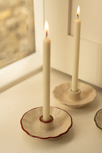 Scalloped Ceramic Candle Cup - Moss and Berry