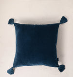 Peacock Floral Ink Blue Velvet Cushion Cover