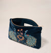 Peacock Floral Ink Blue Velvet Everyday Pouch