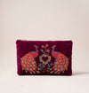 Peacock Floral Ruby Velvet Everyday Pouch