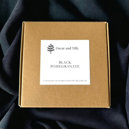 Black Pomegranate Fragranced Tea Lights ~ Box of 9