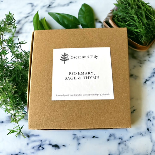 Rosemary, Sage & Thyme Fragranced Tea Lights ~ Box of 9