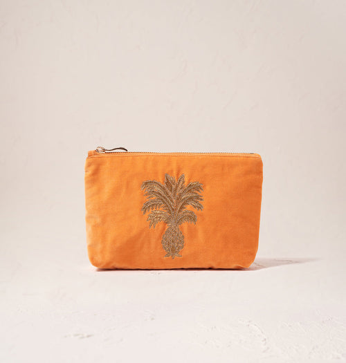 Pineapples Mini Velvet Pouch in Orange