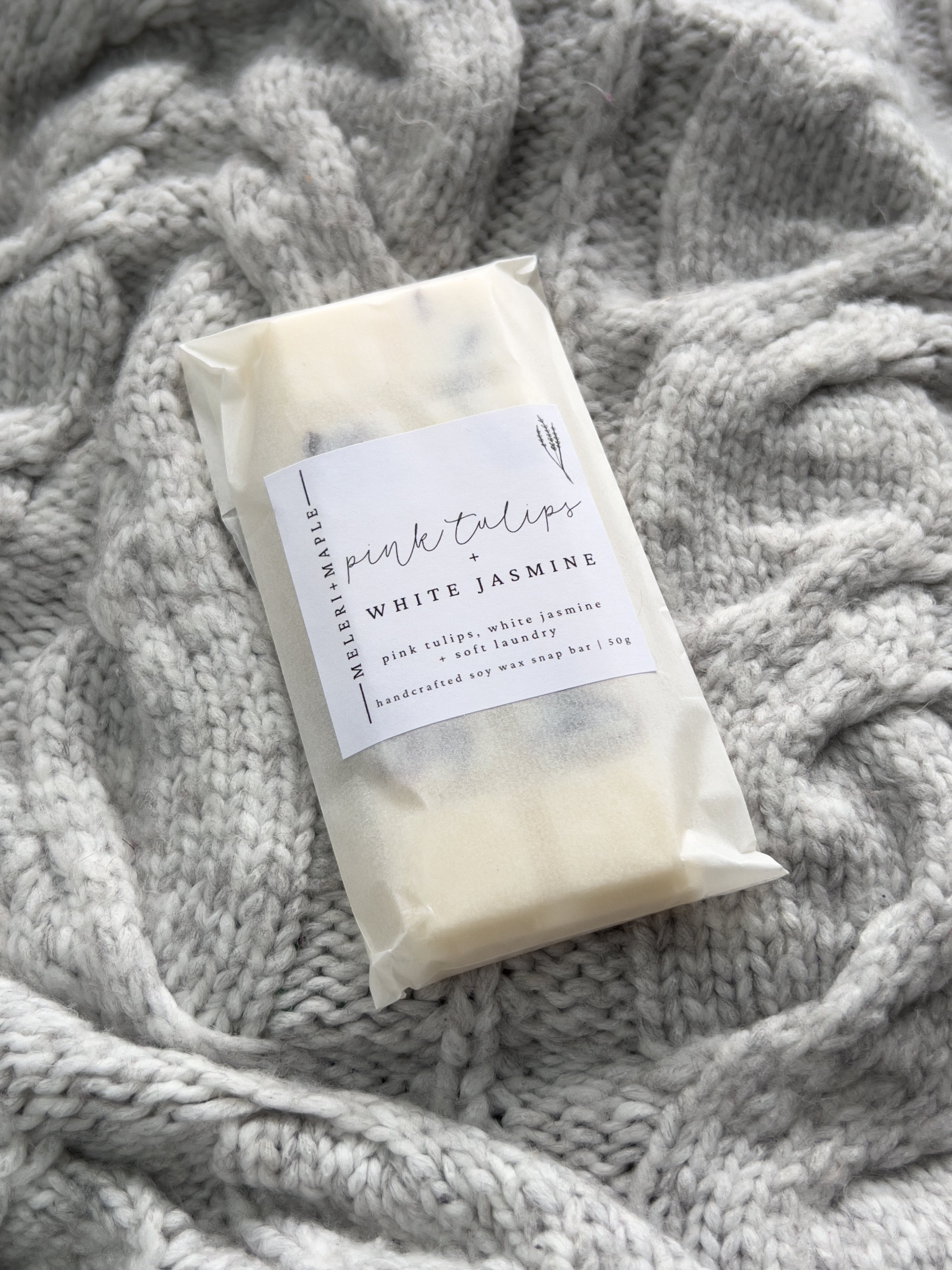 Pink Tulip & White Jasmine Scented Snap Bar Wax Melt