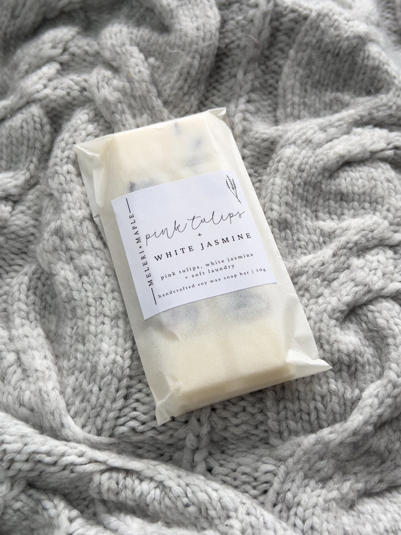 Pink Tulip & White Jasmine Scented Snap Bar Wax Melt