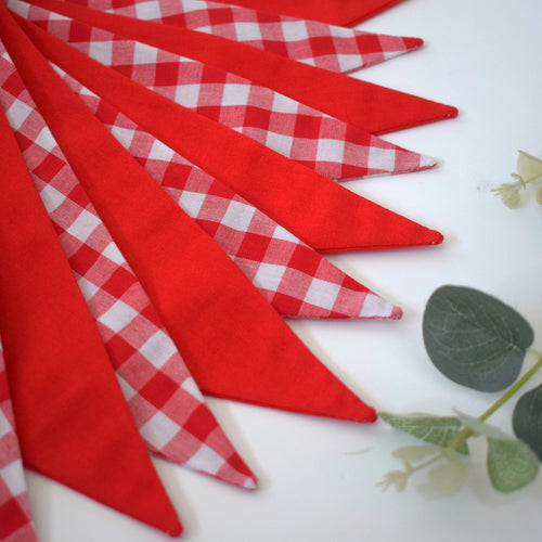 Red Gingham and Red Large Bunting