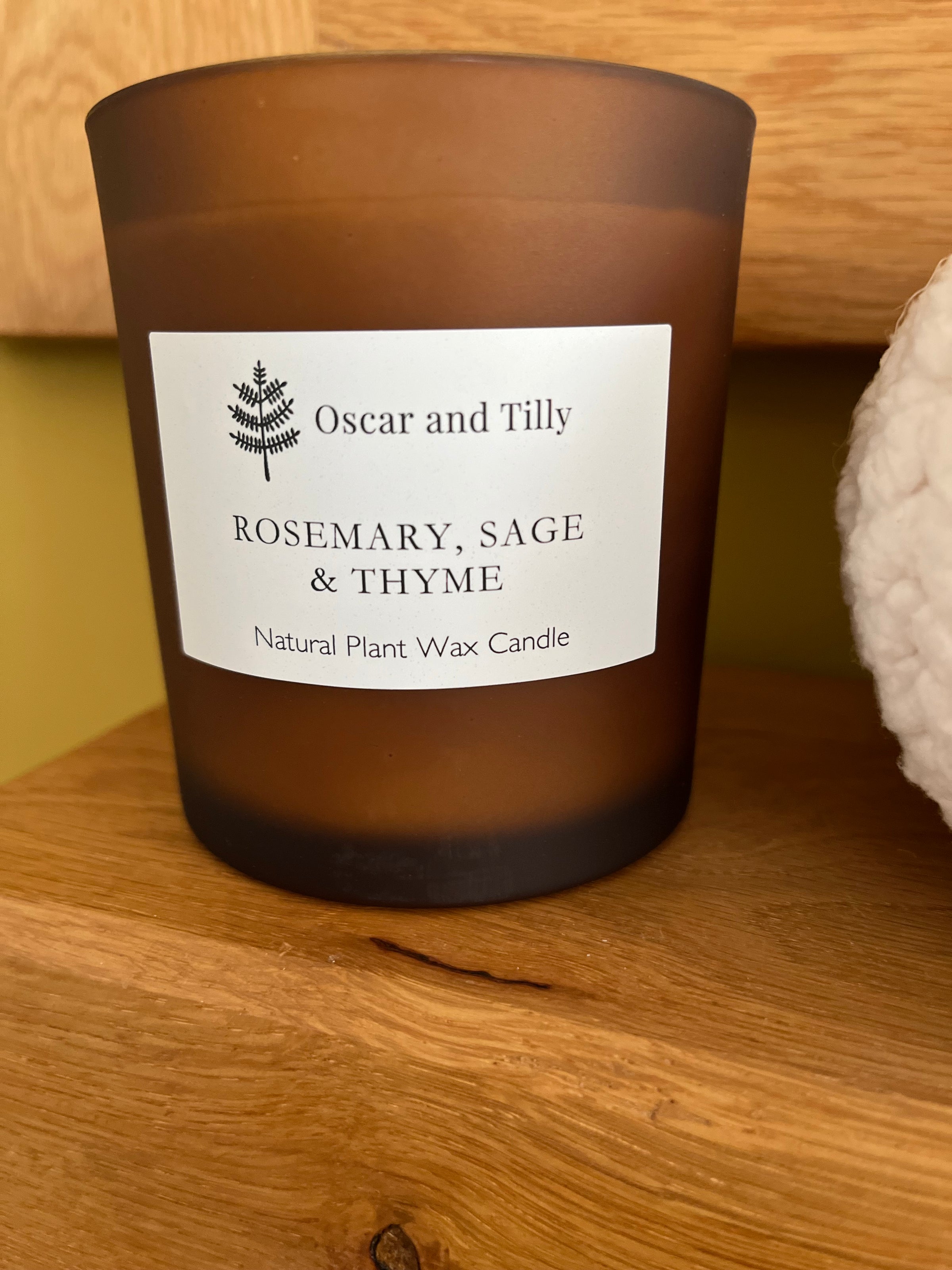 Frosted Amber Candle Jar - Rosemary, Sage & Thyme