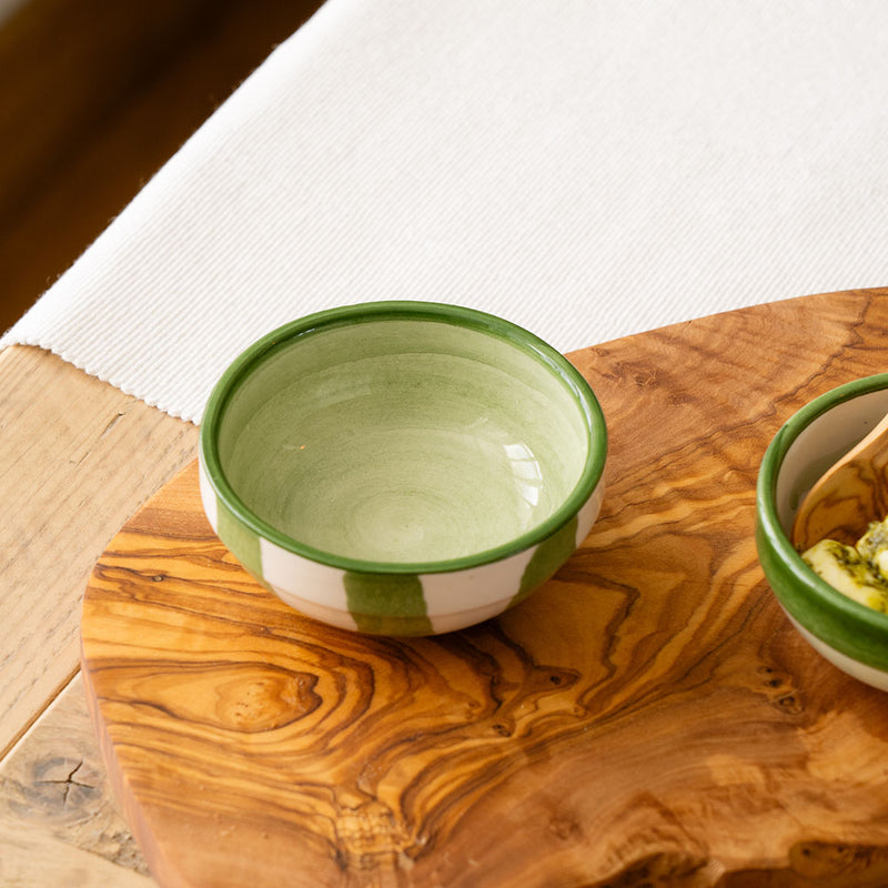 Green Stripe Ceramic Dip Bowl