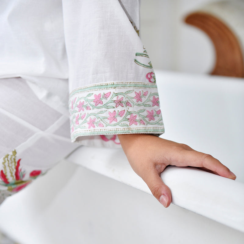 Pink & Mint Green Block Print Pyjamas