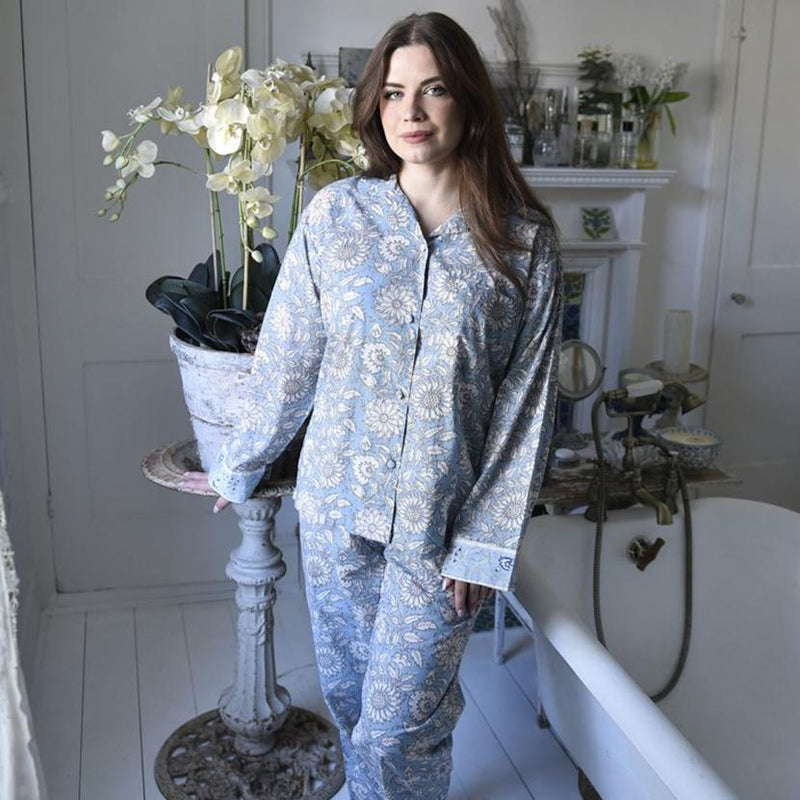 Cornflower Blue Floral Print Pyjamas