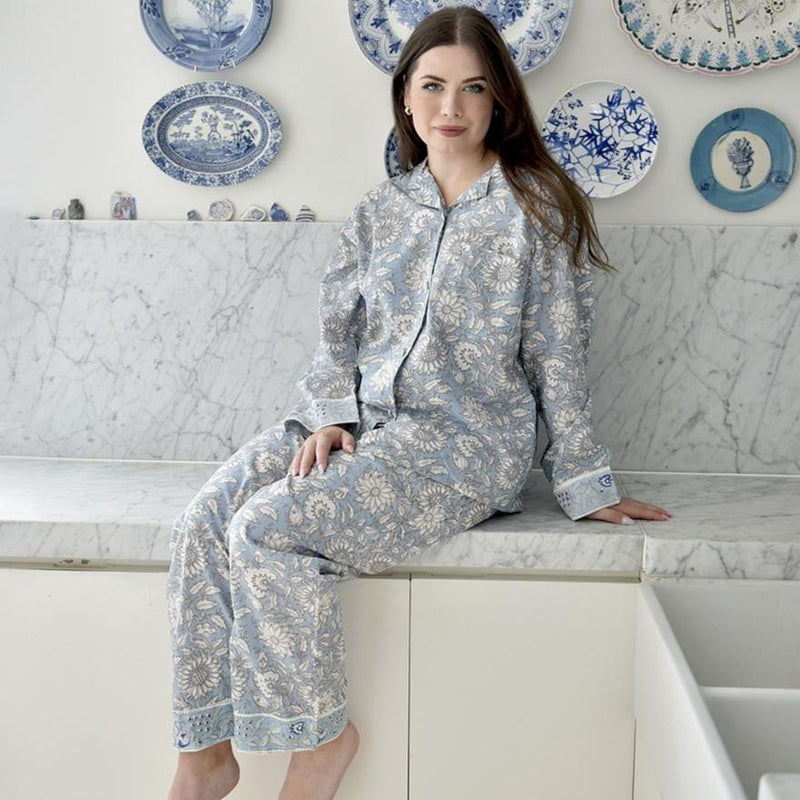 Cornflower Blue Floral Print Pyjamas