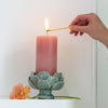 Artichoke Pillar Candle Holder in Sage Green
