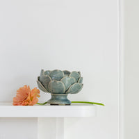 Artichoke Pillar Candle Holder in Sage Green