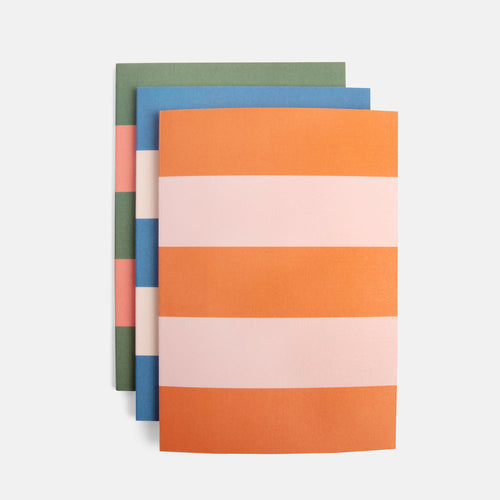 Multi Stripe Set of 3 Notebooks