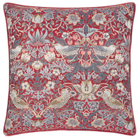 Wiliam Morris Strawberry Thief Piped Jacquard Cushion Cover - Berry