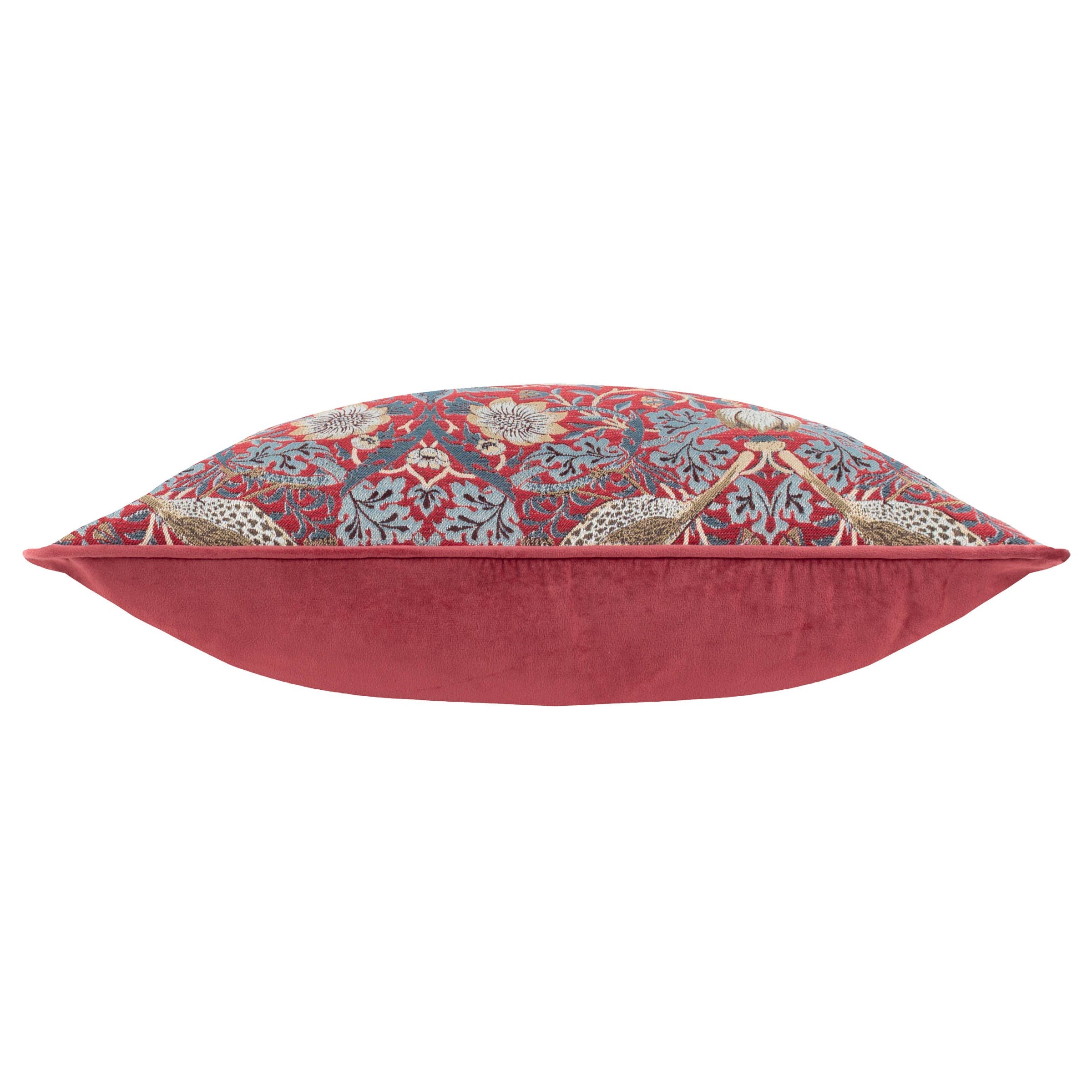 Wiliam Morris Strawberry Thief Piped Jacquard Cushion Cover - Berry