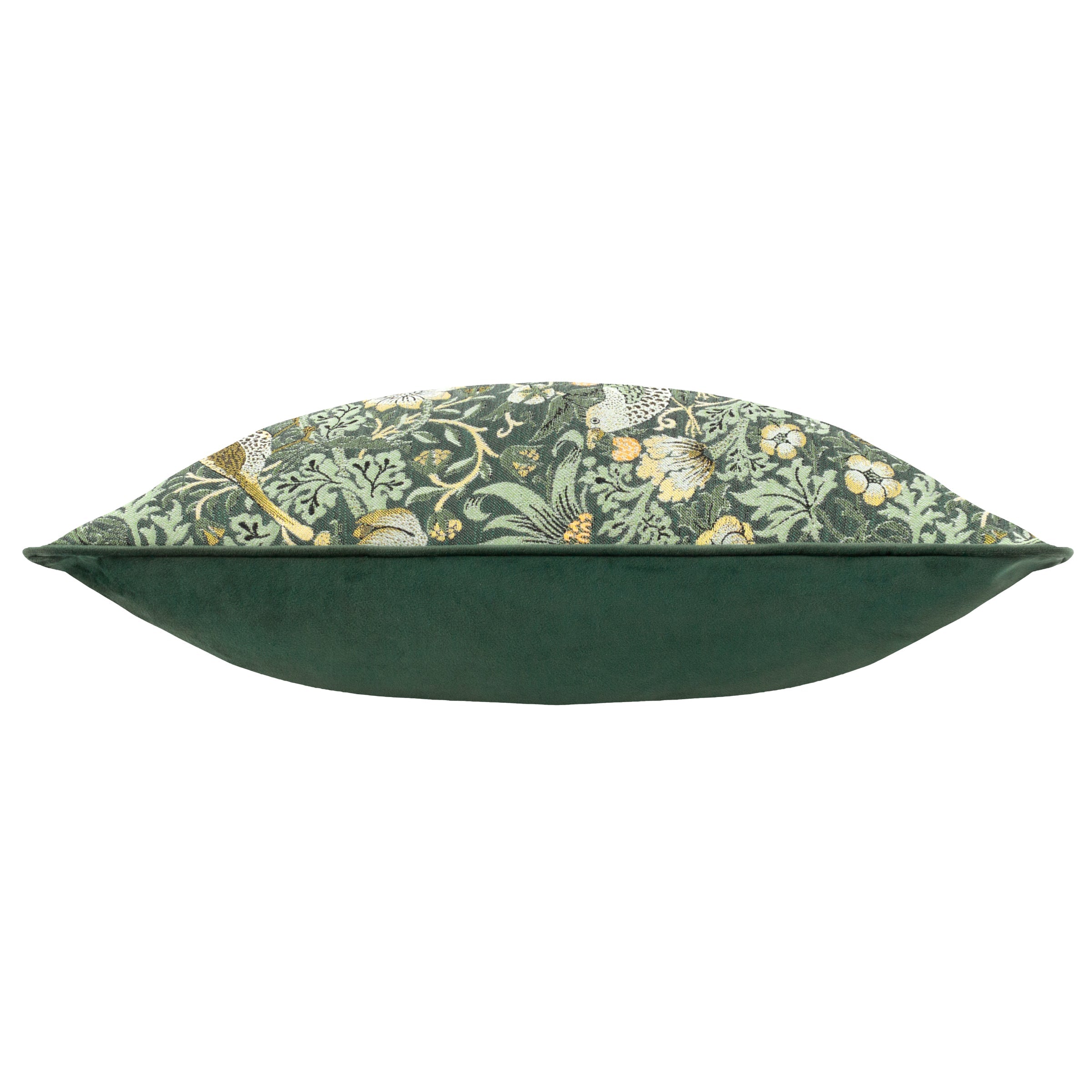 Wiliam Morris Strawberry Thief Piped Jacquard Cushion Cover - Forest
