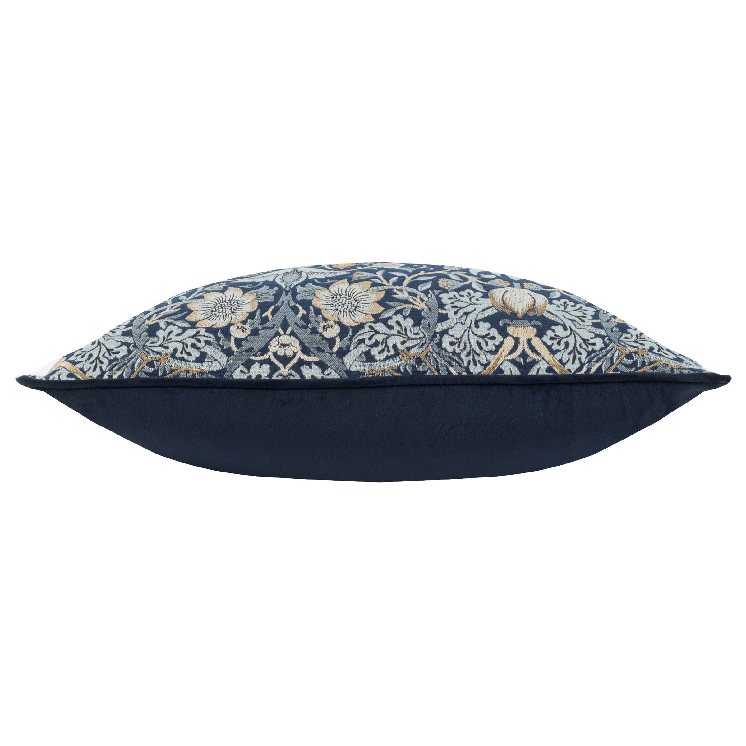 Wiliam Morris Strawberry Thief Piped Jacquard Cushion Cover - Indigo