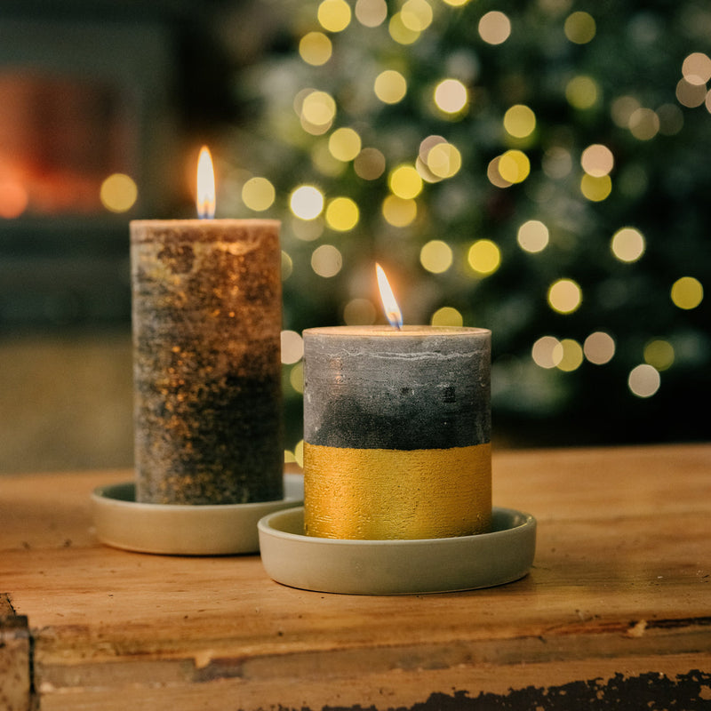 Winter Thyme Gold Half-Dipped Candle