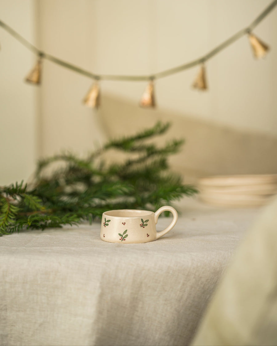 Hand Painted Tea Light Holder - Holly