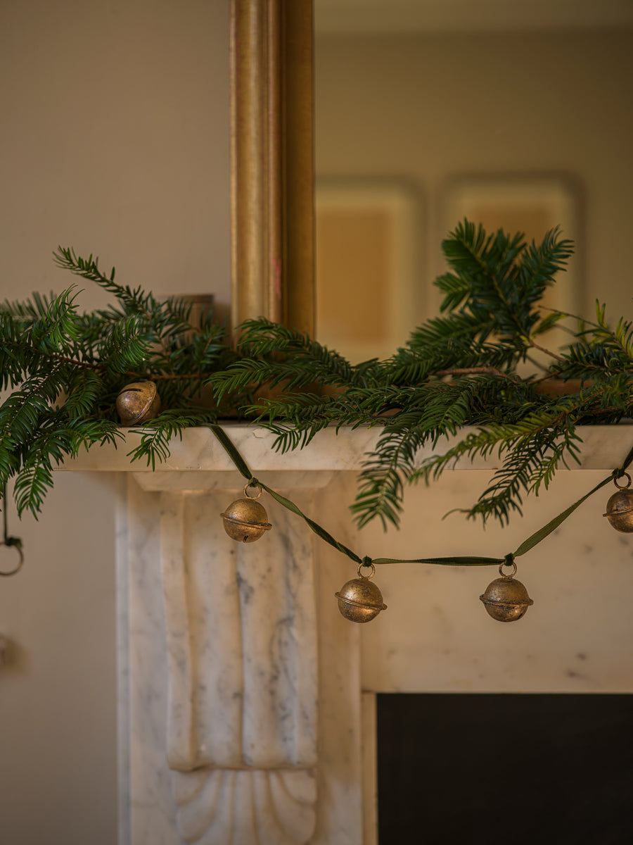 Jingle Bell Garland on Velvet Ribbon