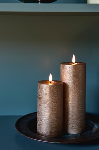 Metallic Flickering Candle in Dark champagne – Set of 2