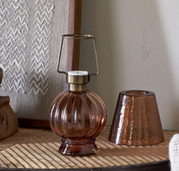 Adesola Glass Tealight Holder Lamp – Amber