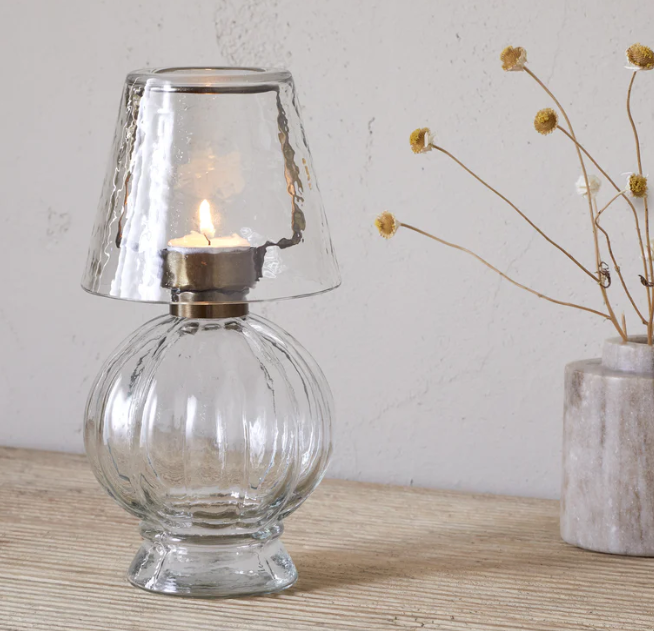 Adesola Glass Tealight Holder Lamp – Clear