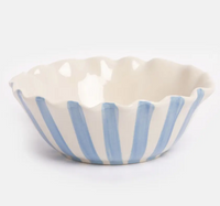 Blue Stripe Lemon Scalloped Cereal Bowl