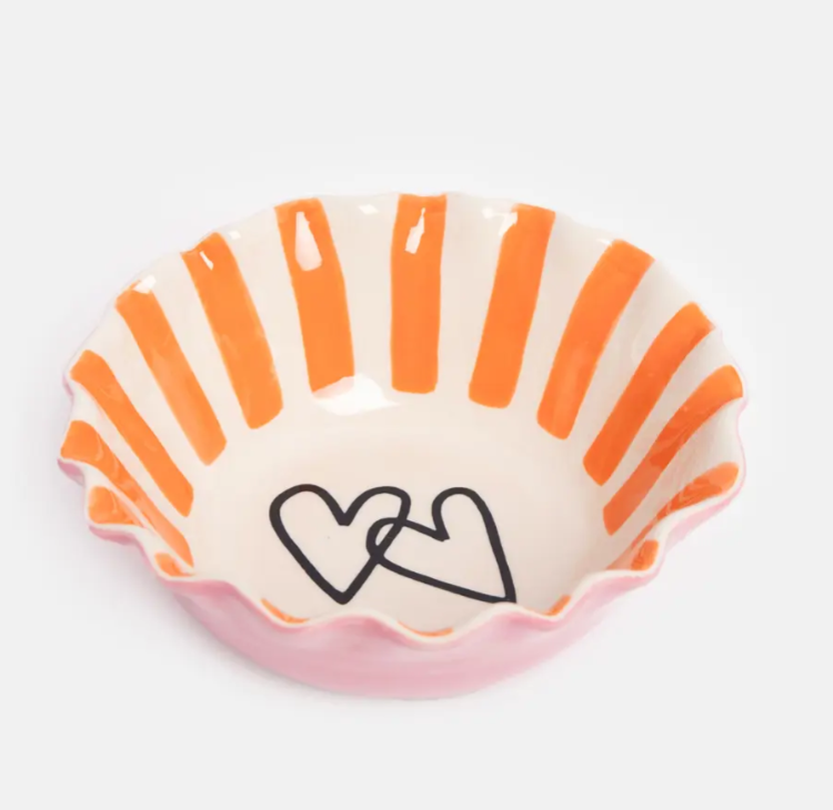 Coral Layered Hearts Frilly Bowl