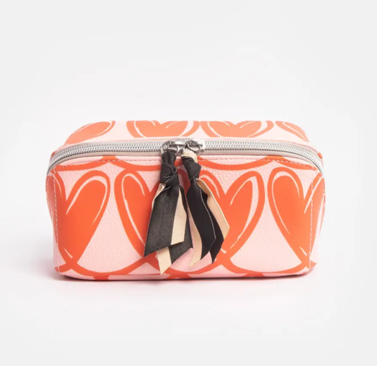 Pink Linked Hearts Diagonal Cosmetic Bag
