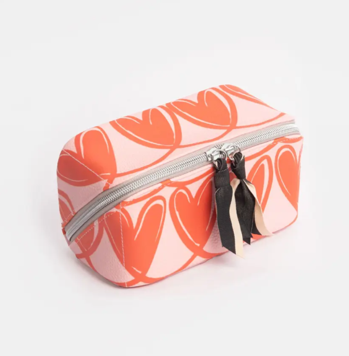 Pink Linked Hearts Diagonal Cosmetic Bag

