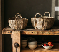 Kurv Set of 2 Oval Seagrass Baskets with Plaited Handles