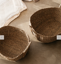 Kurv Set of 2 Oval Seagrass Baskets with Plaited Handles