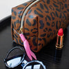 Tan Leopard Cube Cosmetic Bag