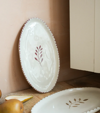 Hand Painted Botanic Oval Plate - Brick